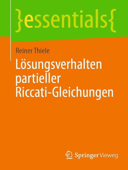 Title details for Lösungsverhalten partieller Riccati-Gleichungen by Reiner Thiele - Available